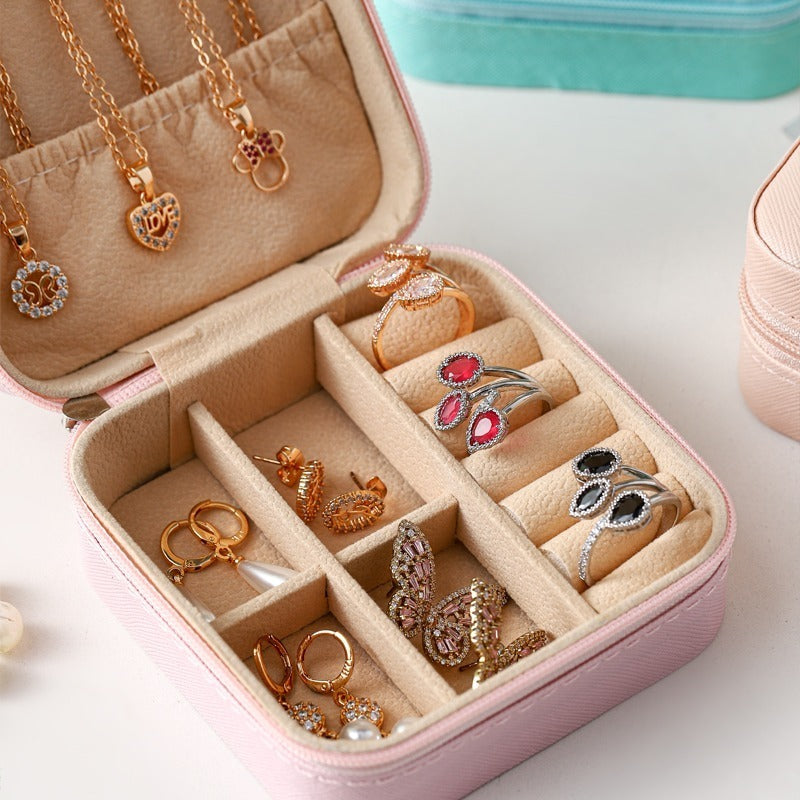 Compact Pink Jewelry Travel Case