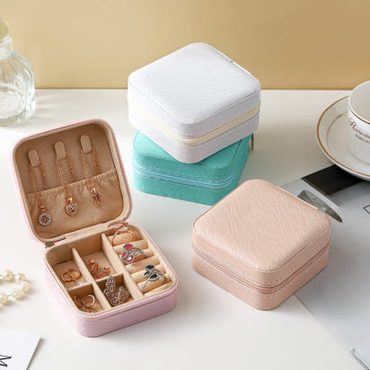 Compact Pink Jewelry Travel Case