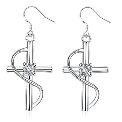 Elegant Twisted Cross Drop Earrings