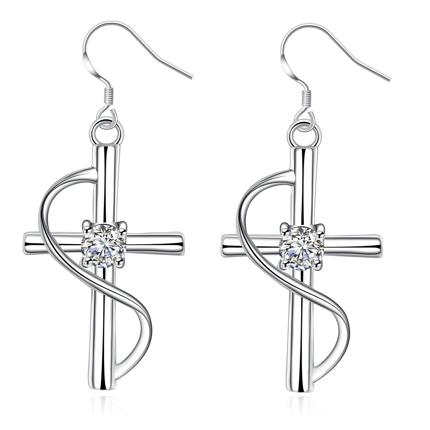 Elegant Twisted Cross Drop Earrings