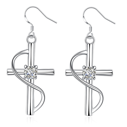 Elegant Twisted Cross Drop Earrings