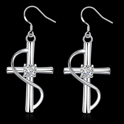 Elegant Twisted Cross Drop Earrings