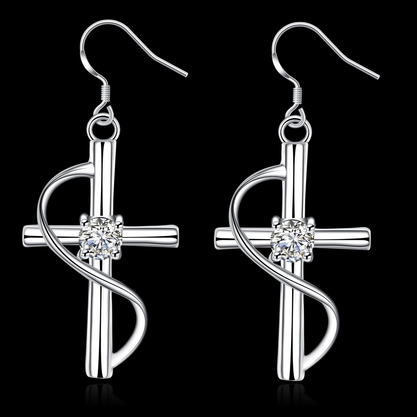 Elegant Twisted Cross Drop Earrings